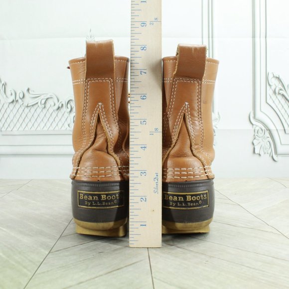 LL Bean Brown Leather Lace Up Unlined  Duck Boots Size 7 Narrow - Picture 6 of 9